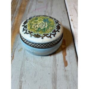Vintage Daher Floral Round Tin Made In England Mid Century Modern Decor Trinket
